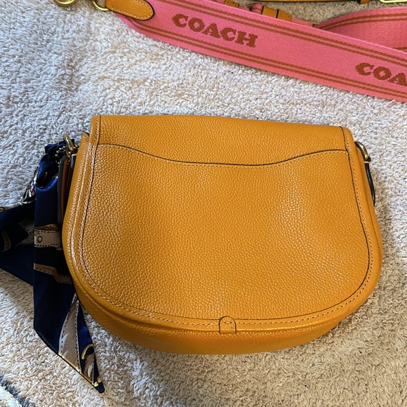 Coach Willow Brass/PAPAYA Leather Saddle Crossbody - Picture 5 of 7